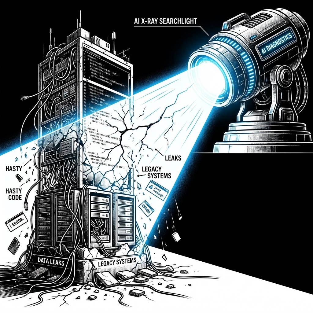 X-Ray searchlight revealing structural flaws