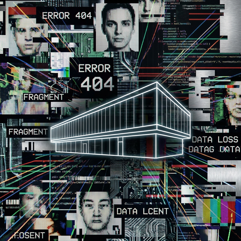 Glitch art representing digital noise vs structure