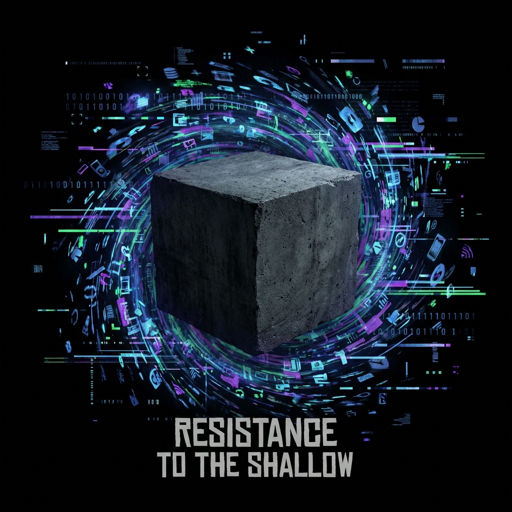 Solid stone block resisting digital chaos